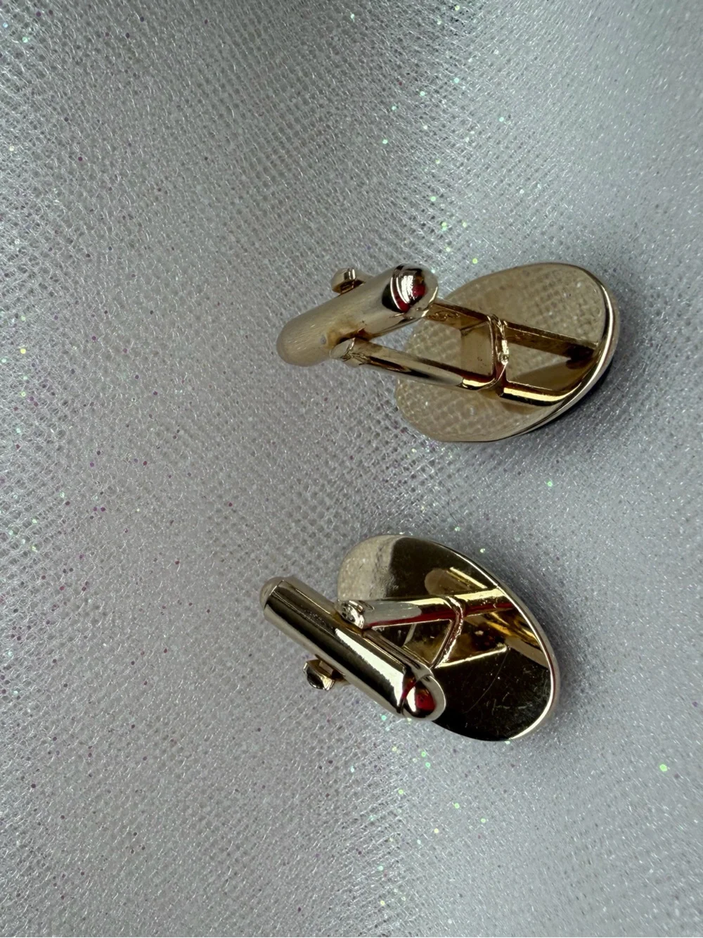 Black Onyx Oval Cufflinks with Triangular Accent